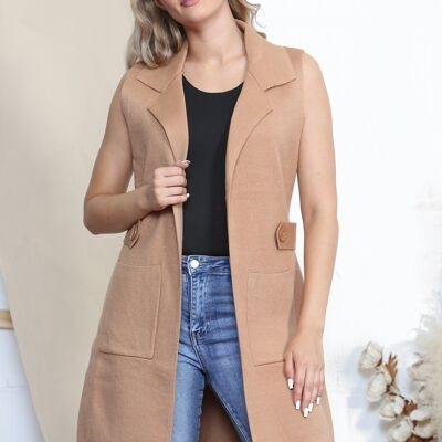 Manteau sans manches habillé camel