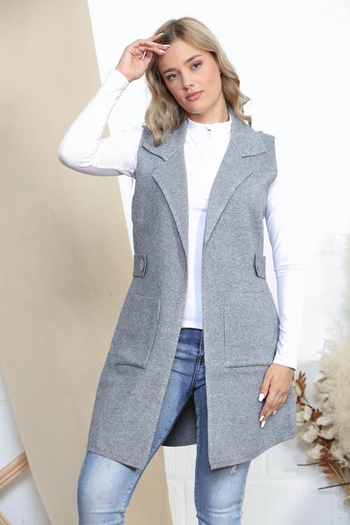 Grey smart sleeveless coat