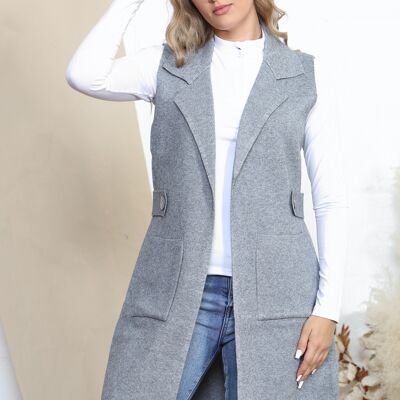 Grey smart sleeveless coat