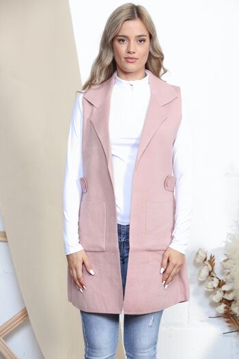 Manteau sans manches chic rose 4