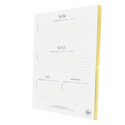 Planner / Blocco note "Matrice prioritaria", A4, semplice e oro