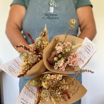 Bouquet de fleurs séchées orangé - Format bureau