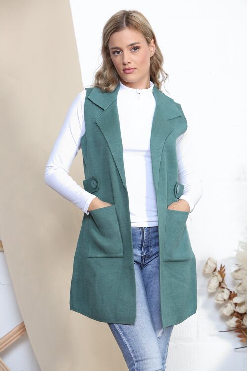 Teal smart sleeveless coat