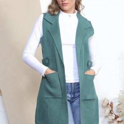 Elegante cappotto smanicato verde acqua