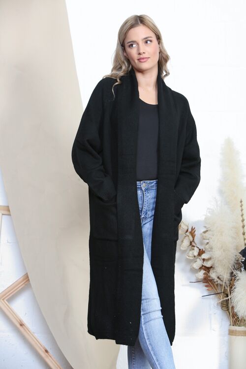 Black long cardigan with pockets