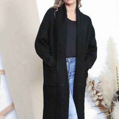 Black long cardigan with pockets