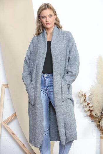 Gilet long gris avec poches 1