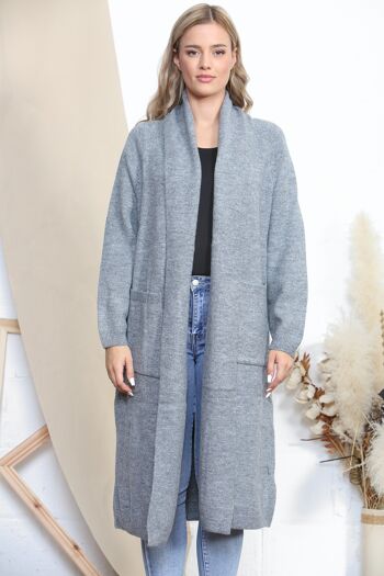 Gilet long gris avec poches 4