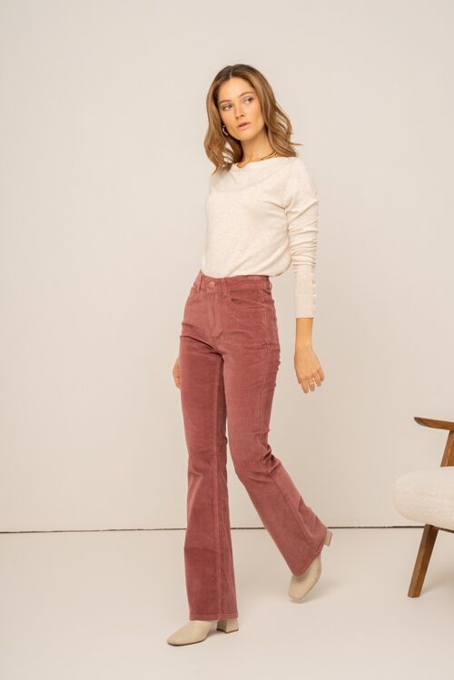 Pantalon Emma velours flare ROSE