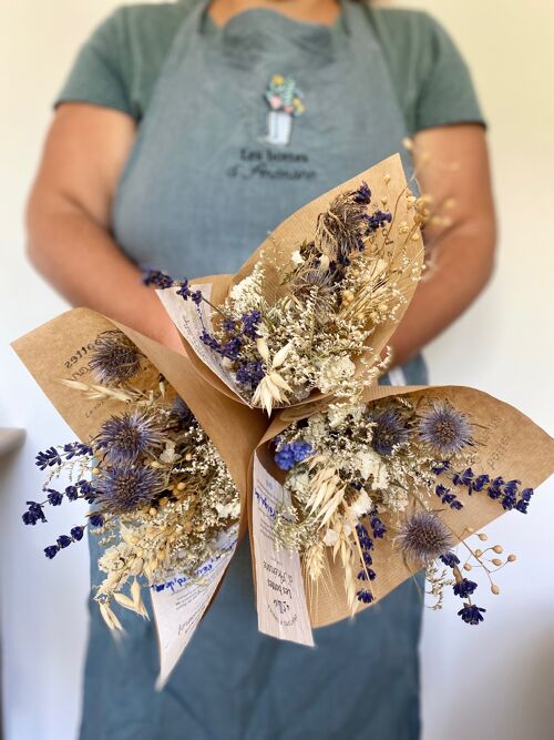 Bouquet de fleurs séchées bleu - Format bureau