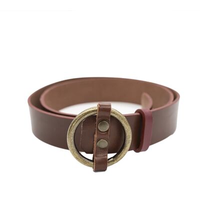 PREMIUM CLASSIC LEATHER BELT WITH ROUND BUCKLE - 100