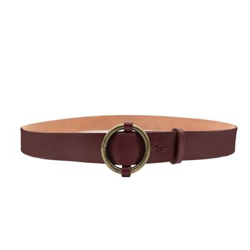 CEINTURE PREMIUM EN CUIR CERISE AVEC BOUCLE RONDE - 110 3