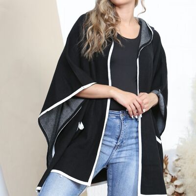Black Smart hooded cape with pockets