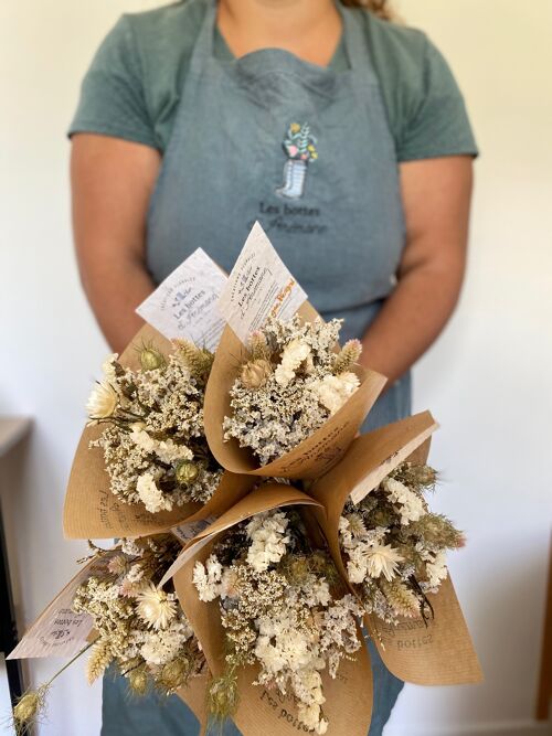 Bouquet de fleurs séchées blanc - format bureau