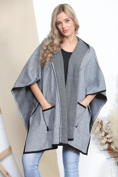 Grey Smart hooded cape with pockets