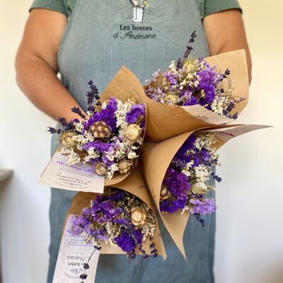 Bouquet de fleurs séchées violet - format bureau