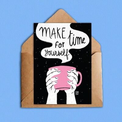 Postcard "Make time for yourself" A6 black | positive quote lettering