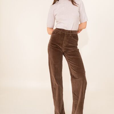 Emma velvet flared trousers CHOCOLATE