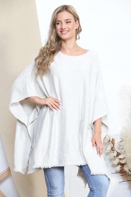 Beige minimalist poncho with button sides