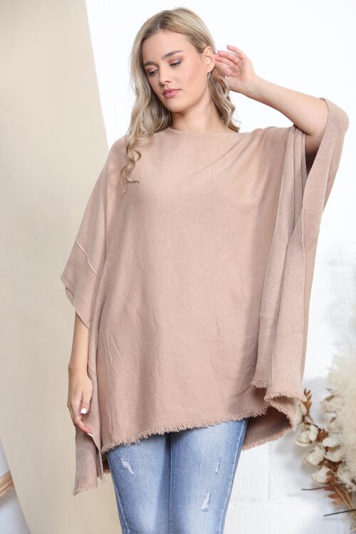 Camel minimalist poncho with button sides