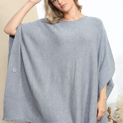 Grey minimalist poncho with button sides