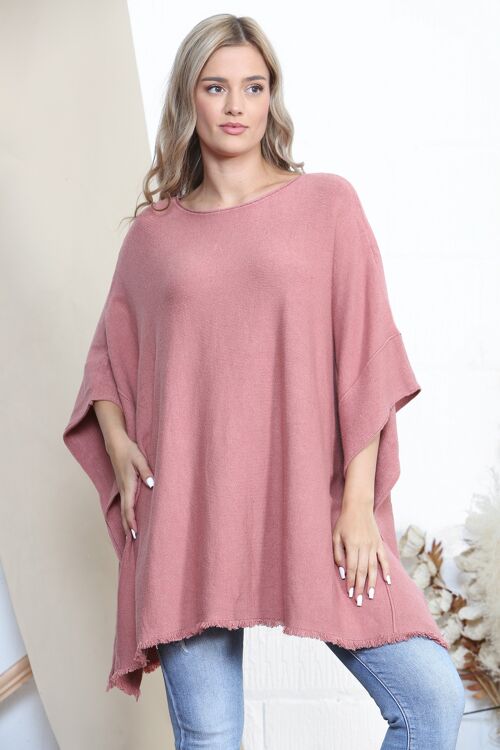 Pink minimalist poncho with button sides