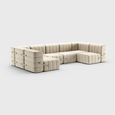Curt Set 15 Modules - Fabric Jet - Curt Modular Sofa System - 9110 (Grey / Beige)