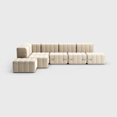 Curt Set 12 Módulos - Fabric Jet - Sistema de Sofá Modular Curt - 9110 (Gris / Beige)