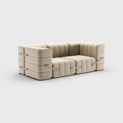 Curt Set 7 moduli - Tessuto Jet - Sistema di divani componibili Curt - 9110 (Grigio / Beige)