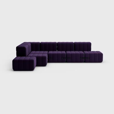 Curt Set 12 Modules - Fabric Jet - Système de canapé modulable Curt - 9607 (Bleu / Violet)