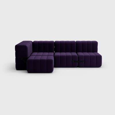 Curt Set 9 moduli - Fabric Jet - Sistema di divani componibili Curt - 9607 (blu / viola)