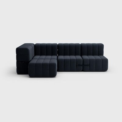 Curt set 9 moduli - Tessuto Jet - Sistema di divani componibili Curt - 9806 (grigio scuro)