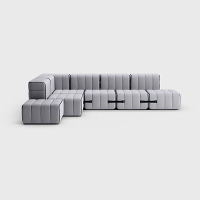Curt Set 12 moduli - Fabric Jet - Sistema di divani componibili Curt - 9803 (Grigio)