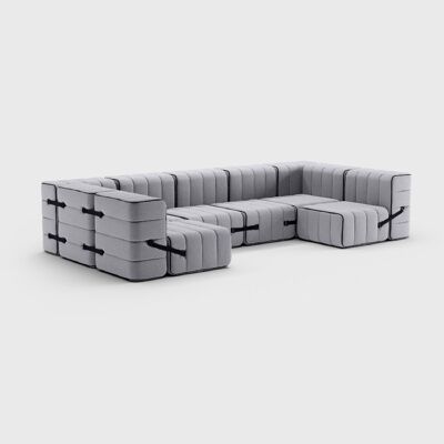 Curt Set 15 moduli - Fabric Jet - Sistema di divani componibili Curt - 9803 (Grigio)