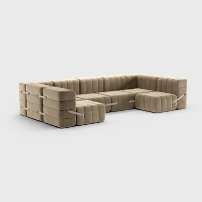 Curt Set 15 Modules - Fabric Barcelona - Curt Modular Sofa System - Vole (Grey / Brown)