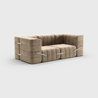 Curt Set 7 moduli - Tessuto Barcelona - Sistema di divani componibili Curt - Vole (Grigio / Marrone)