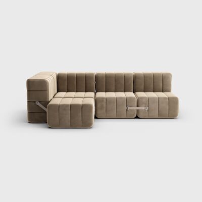 Curt Set 9 Modules - Fabric Barcelona - Curt Modular Sofa System - Vole (Grey / Brown)