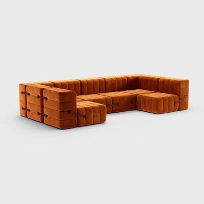 Curt Set 15 Modules - Barcelona Fabric - Curt Modular Sofa System - Russet (Red)