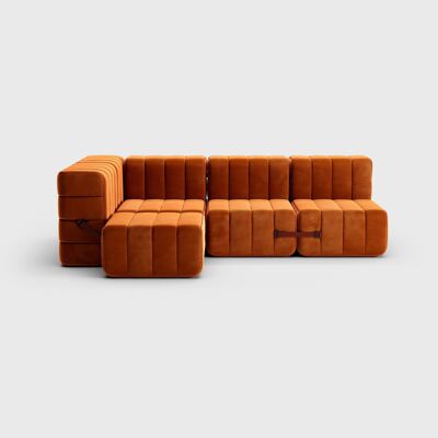 Curt Set 9 Modules - Barcelona Fabric - Curt Modular Sofa System - Russet (Red)