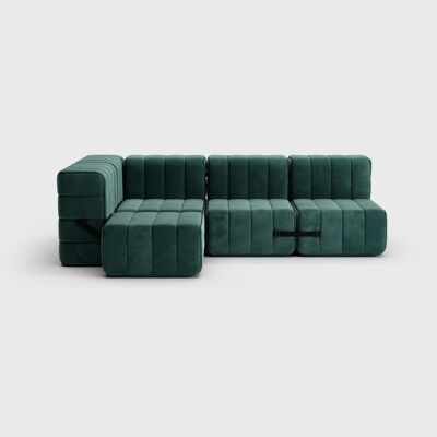 Conjunto Curt 9 Módulos - Tela Barcelona - Sistema Modular Sofá Curt - Serpentina (Verde)