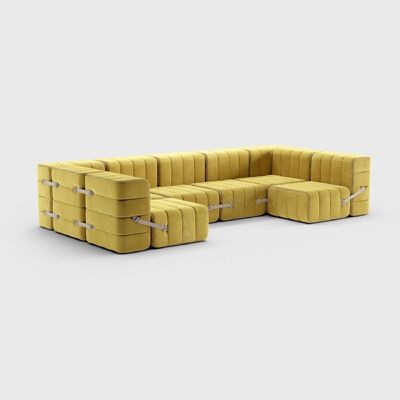 Curt Set 15 moduli - Tessuto Barcelona - Sistema di divani componibili Curt - Cornhusk (Giallo)