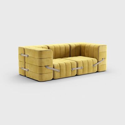 Curt Set 7 modules - Tissu Barcelona - Système de canapé modulable Curt - Cornhusk (Jaune)