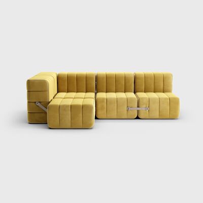 Curt Set 9 modules - Tissu Barcelona - Système de canapé modulable Curt - Cornhusk (Jaune)