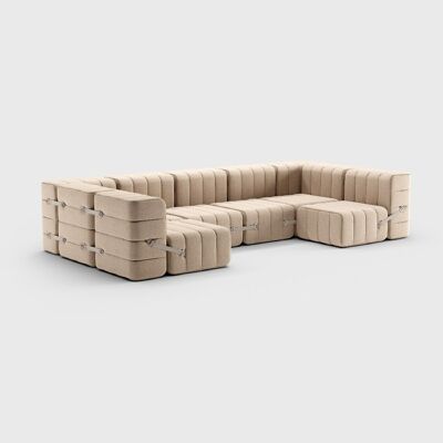 Curt Set 15 Modules - Fabric Dama - Curt Modular Sofa System - 0029 (Beige / Gray)