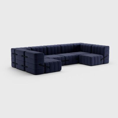 Curt set 15 módulos - tela Dama - Sistema de sofá modular Curt - 0048 (azul oscuro)