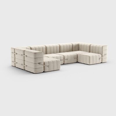 Curt Set 15 Modules - Fabric Sera - Curt Modular Sofa System - Calla (White / Beige)