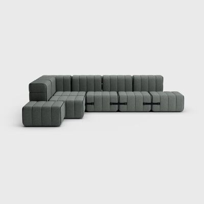 Curt Set 12 Modules - Fabric Sera - Curt Modular Sofa System - Gravel (Grey)