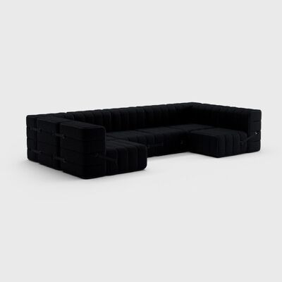 Curt Set 15 Módulos - Tela Sera - Sistema de Sofá Modular Curt - Ébano (Negro)