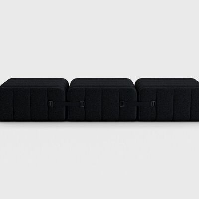 Curt Set 3 Módulos - Tela Sera - Sistema de Sofá Modular Curt - Ébano (Negro)