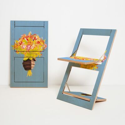 Fläpps folding chair - knife flowers (on birch)
